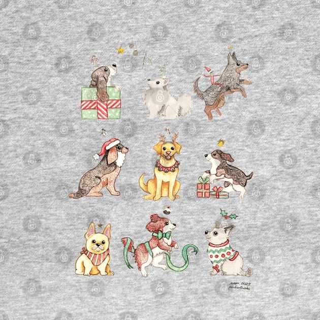 Cute Christmas Dogs by pinkart666